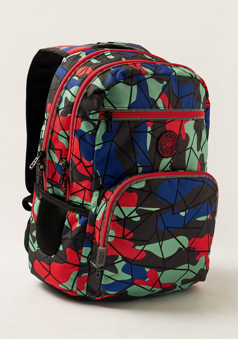 SHOUT Camouflage Print 18-inch Backpack with Zip Closure-Backpacks-image-1
