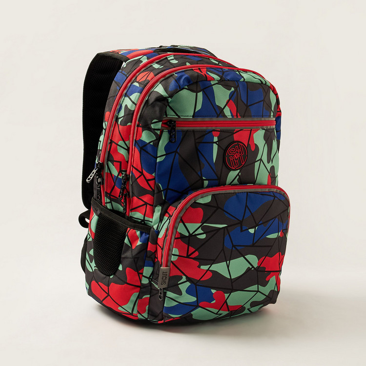 SHOUT Camouflage Print 18-inch Backpack with Zip Closure