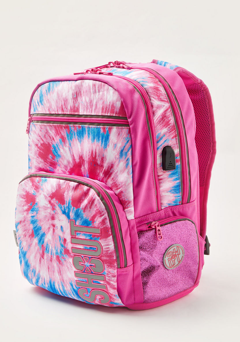 SHOUT Printed Backpack with Zip Closure - 18 inches-Backpacks-image-1