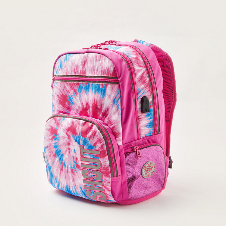SHOUT Printed Backpack with Zip Closure - 18 inches