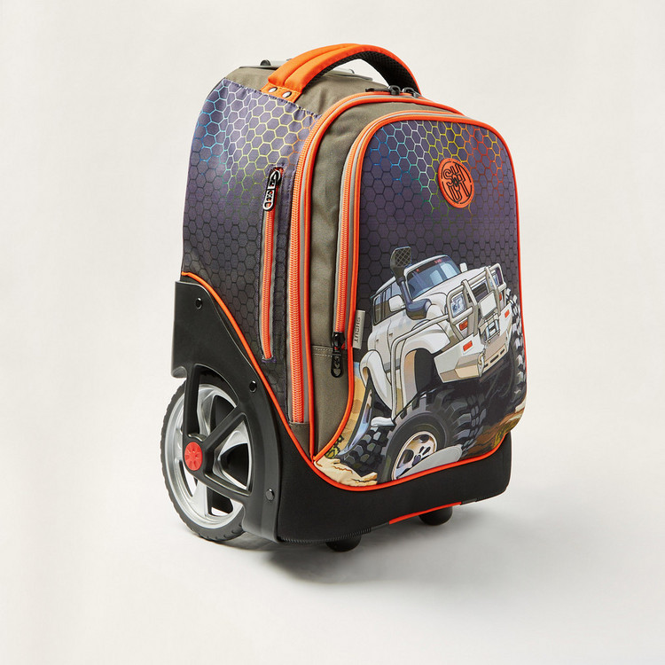 Shout Car Print 18-inch Trolley Backpack with Wheels and Retractable Handle