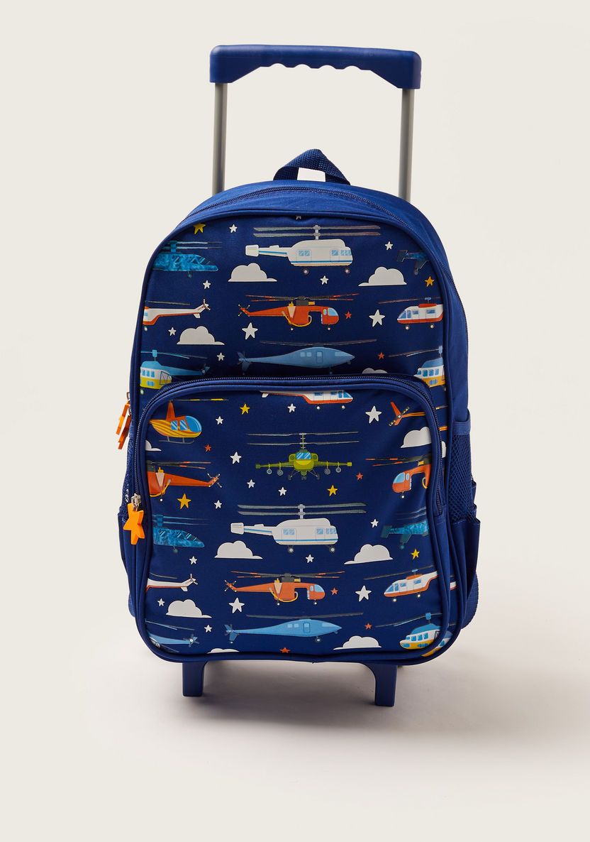 Maricart Helicopter Print Trolley Backpack with Lunch Bag and Pencil Pouch-Trolleys-image-1