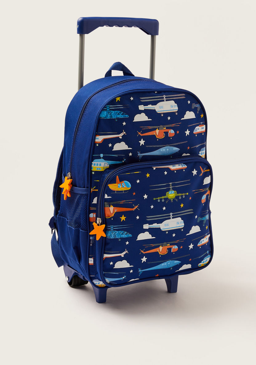Maricart Helicopter Print Trolley Backpack with Lunch Bag and Pencil Pouch-Trolleys-image-2