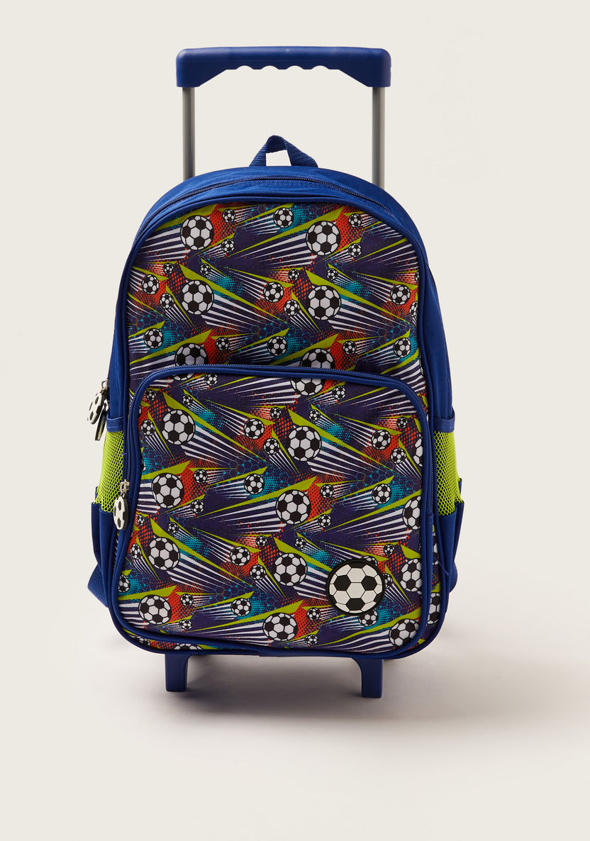 Maricart Football Print Trolley Backpack with Lunch Bag and Pencil Pouch-School Sets-image-1
