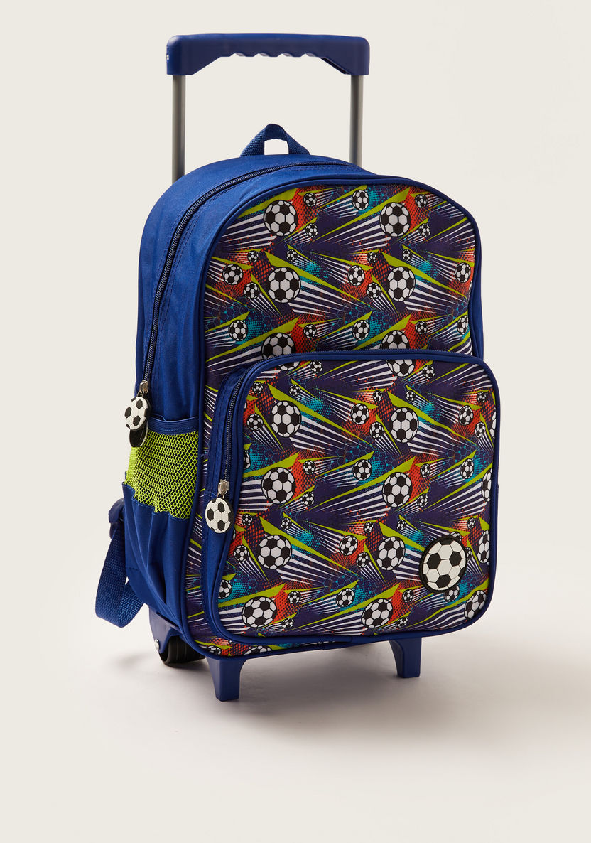 Maricart Football Print Trolley Backpack with Lunch Bag and Pencil Pouch-School Sets-image-2