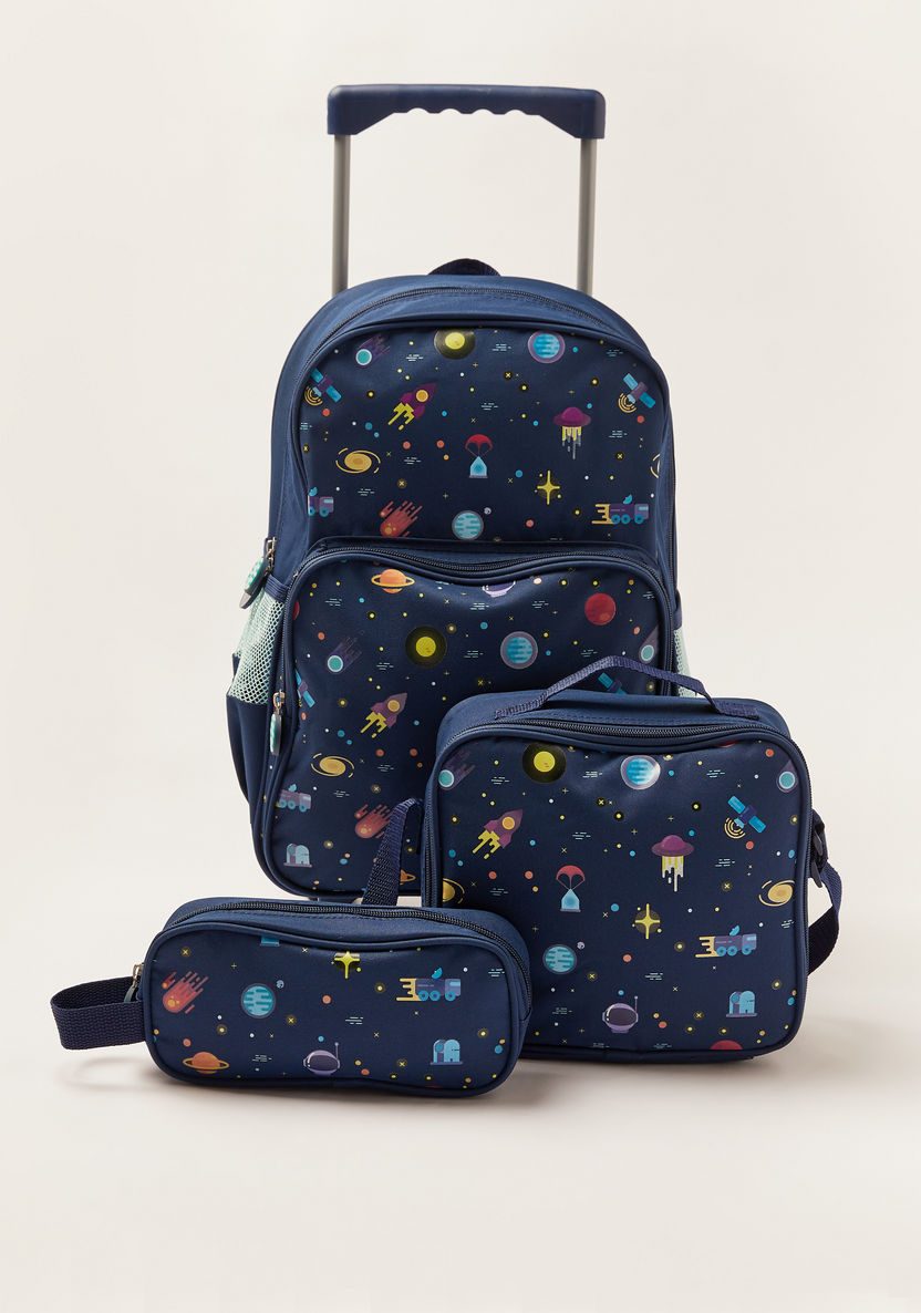 Maricart Space Print Trolley Backpack with Lunch Bag and Pencil Pouch-School Sets-image-0