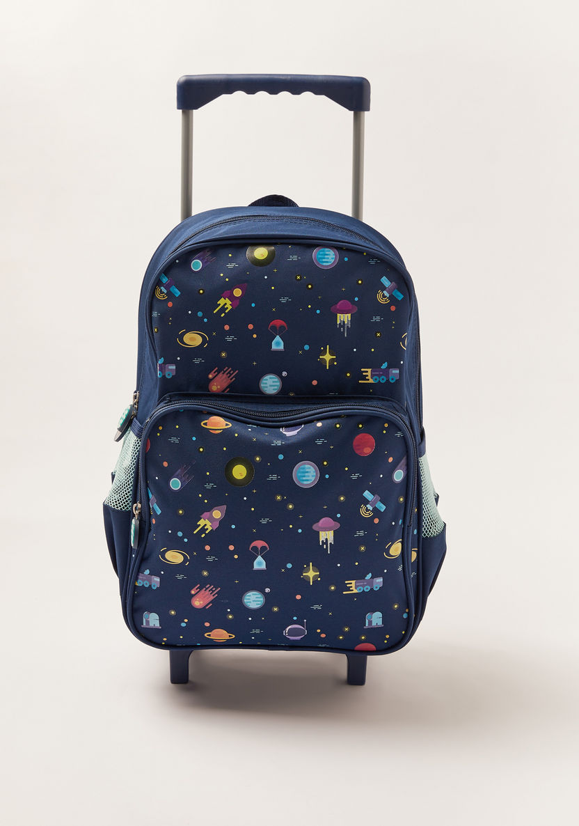 Maricart Space Print Trolley Backpack with Lunch Bag and Pencil Pouch-School Sets-image-1