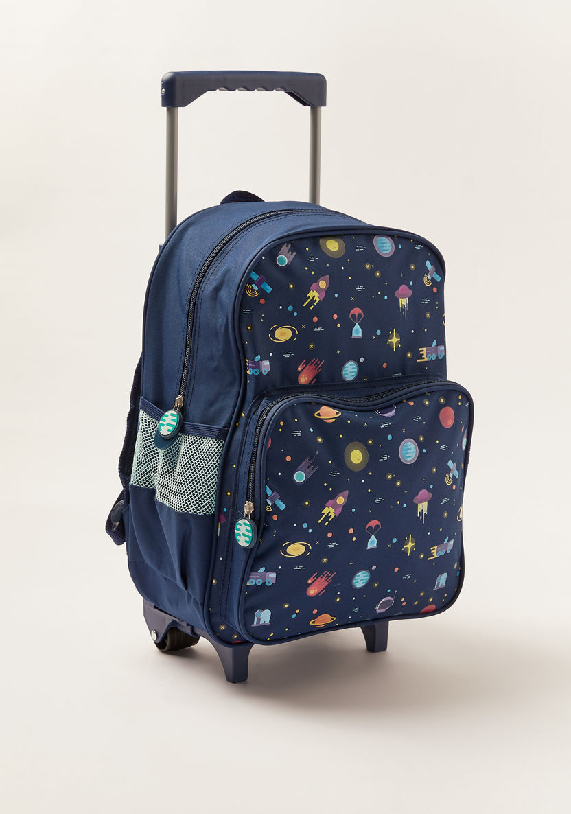 Maricart Space Print Trolley Backpack with Lunch Bag and Pencil Pouch-School Sets-image-2