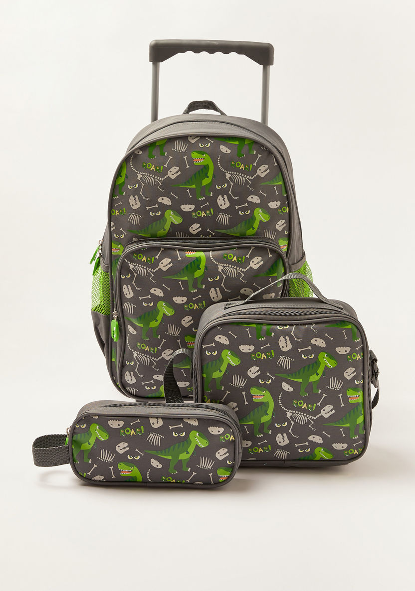 Maricart Dinosaur Print 16-inch Trolley Backpack with Lunch Bag and Pencil Pouch-School Sets-image-0