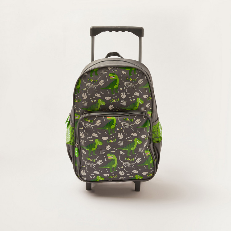 Maricart Dinosaur Print 16-inch Trolley Backpack with Lunch Bag and Pencil Pouch