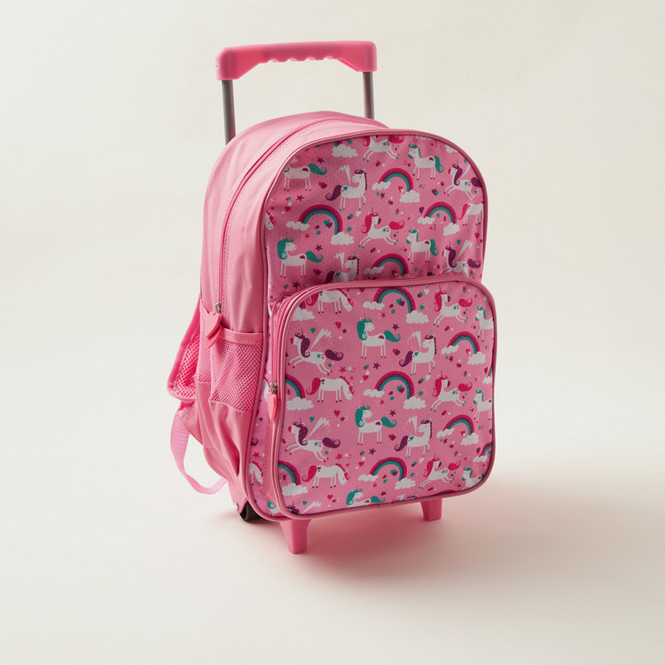 Maricart Unicorn Print Trolley Backpack with Lunch Bag and Pencil Case