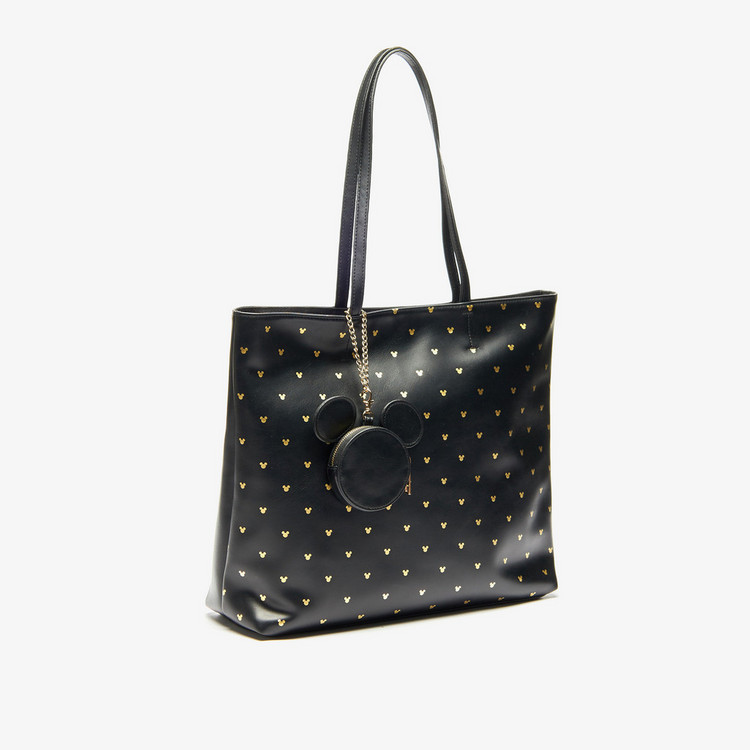 Disney Mickey Mouse Print Shopper Bag with Double Handles