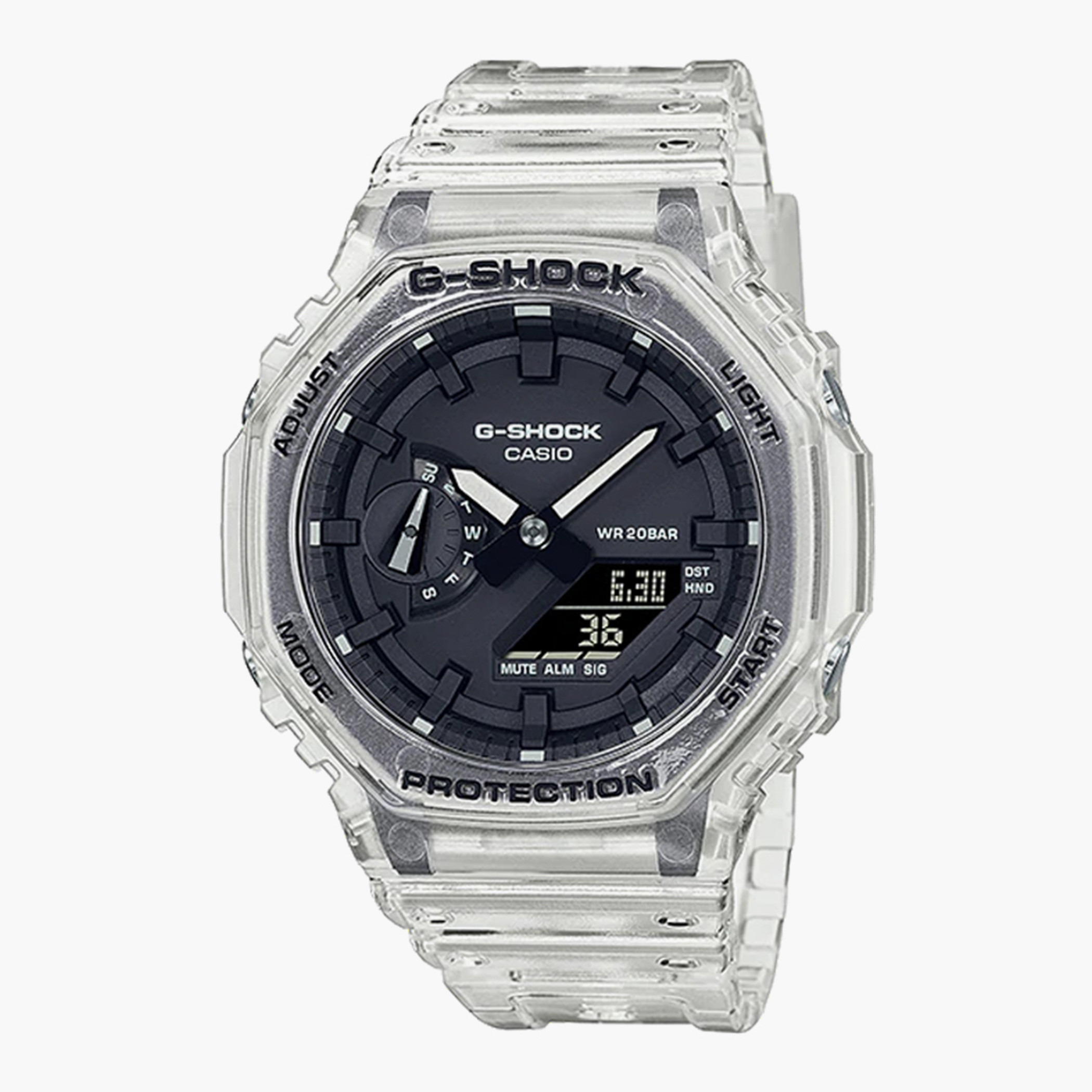 ساعة جي-شوك للرجال بعرض تناظري ورقمي شفاف من انالوج - GA-2100SKE-7ADR-men-watchesandjewellery-watches-image-1