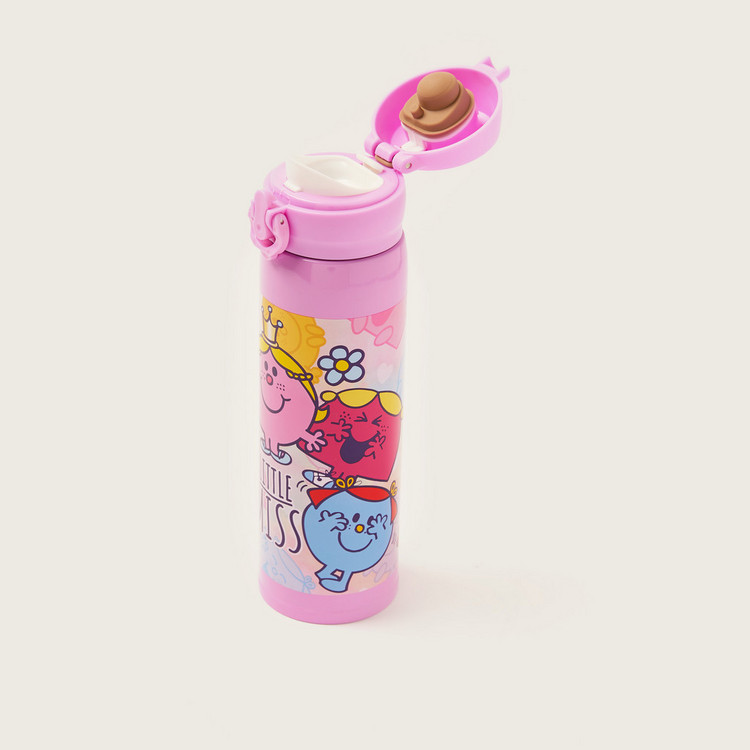 Sanrio Mr. Men and Little Miss Print Water Bottle with Clip Lock Closure