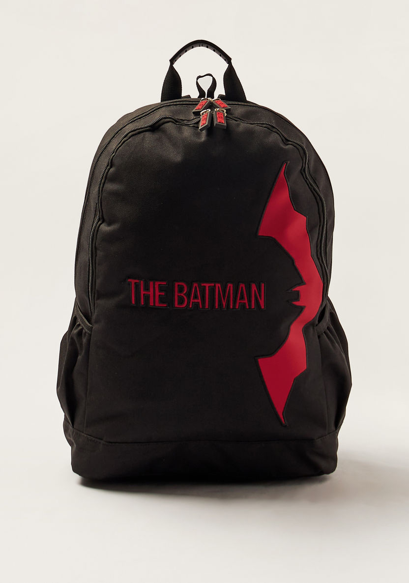 Simba Batman Logo Print Backpack with Zip Closure-Backpacks-image-0