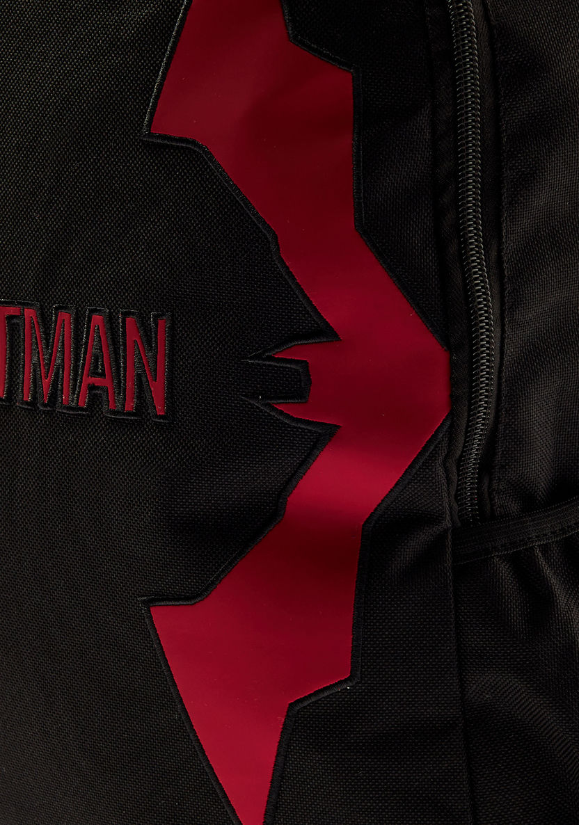 Simba Batman Logo Print Backpack with Zip Closure-Backpacks-image-2