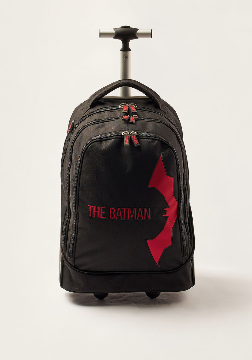 Simba Batman Logo Print Trolley Bag with Zip Closure-Trolleys-image-0