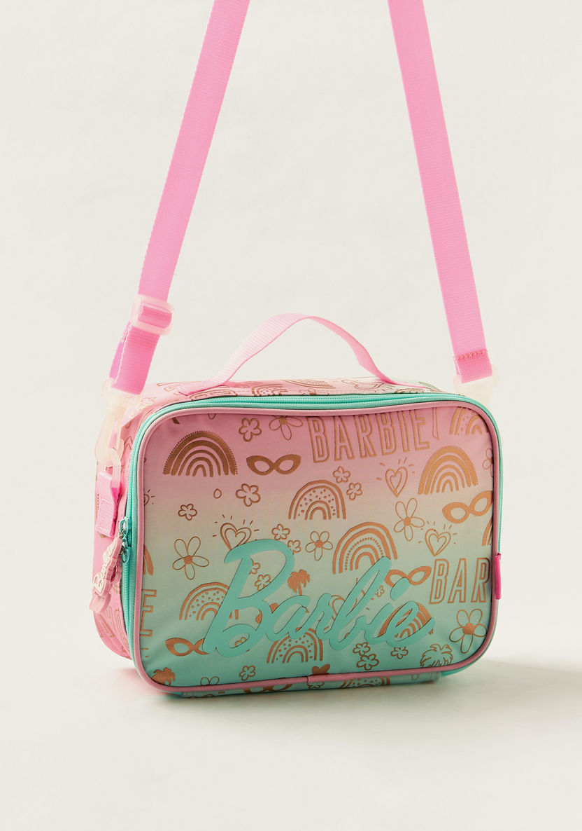 Barbie Print Lunch Bag with Adjustable Strap-Lunch Bags-image-1