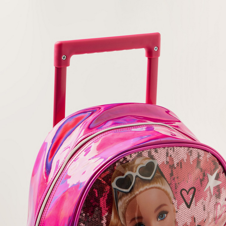 Barbie Print Trolley Backpack with Retractable Handle - 14 inches