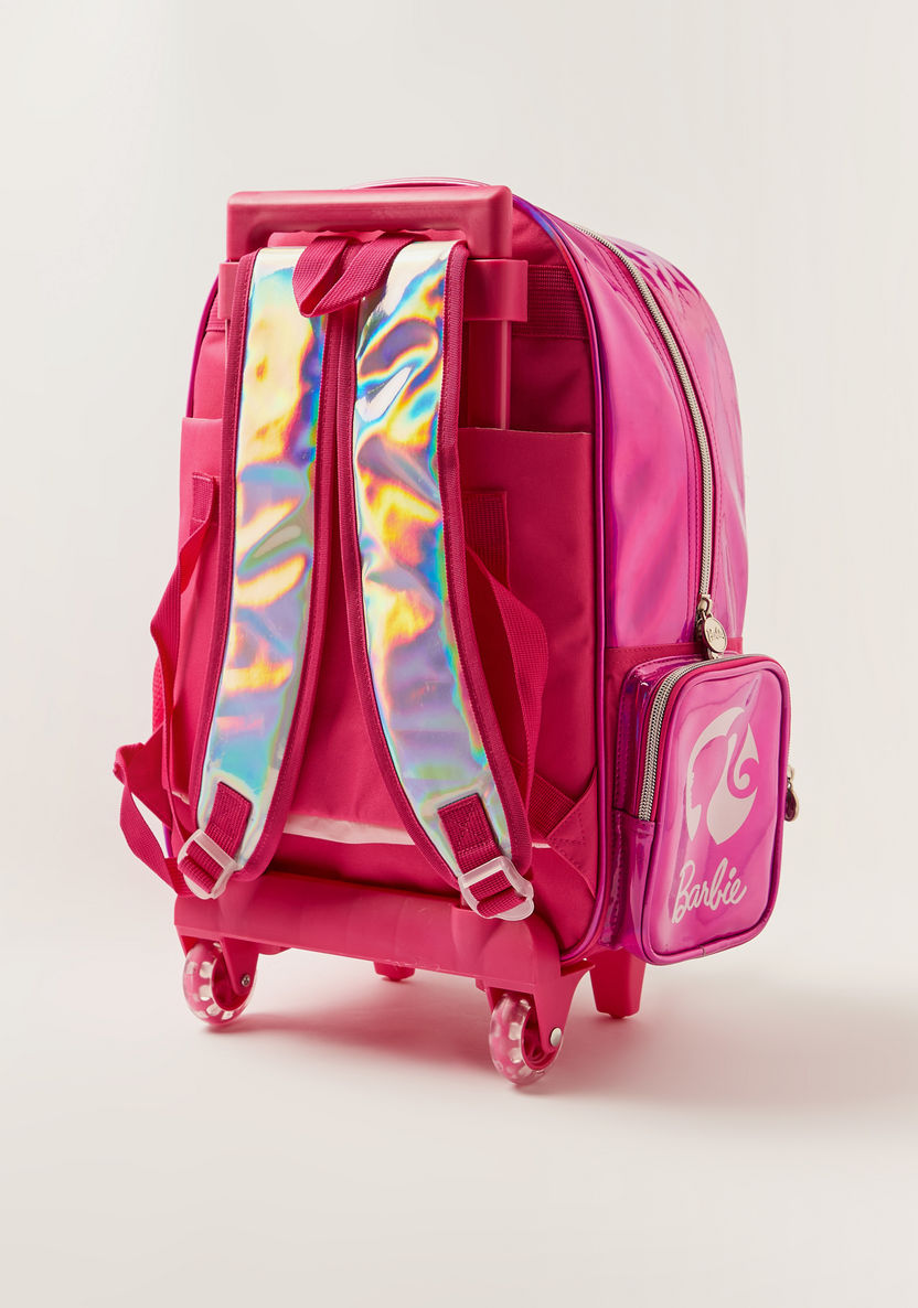 Barbie Print Trolley Backpack with Retractable Handle - 14 inches-Trolleys-image-4