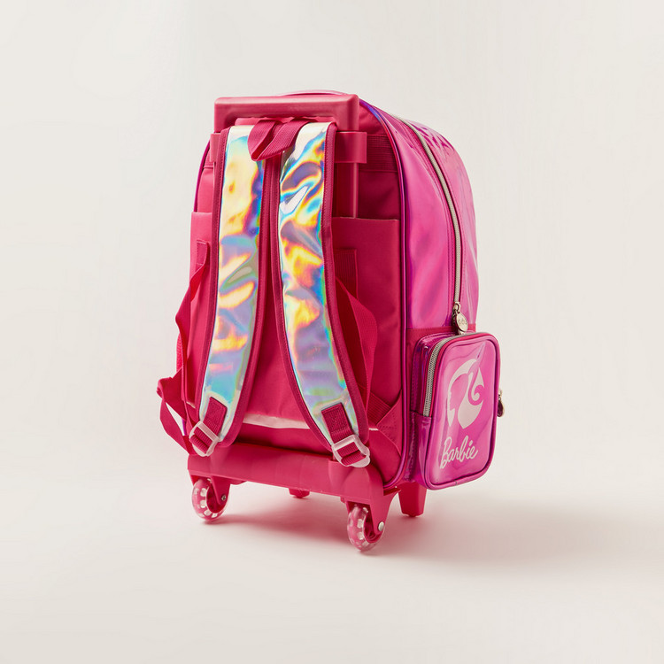 Barbie Print Trolley Backpack with Retractable Handle - 14 inches