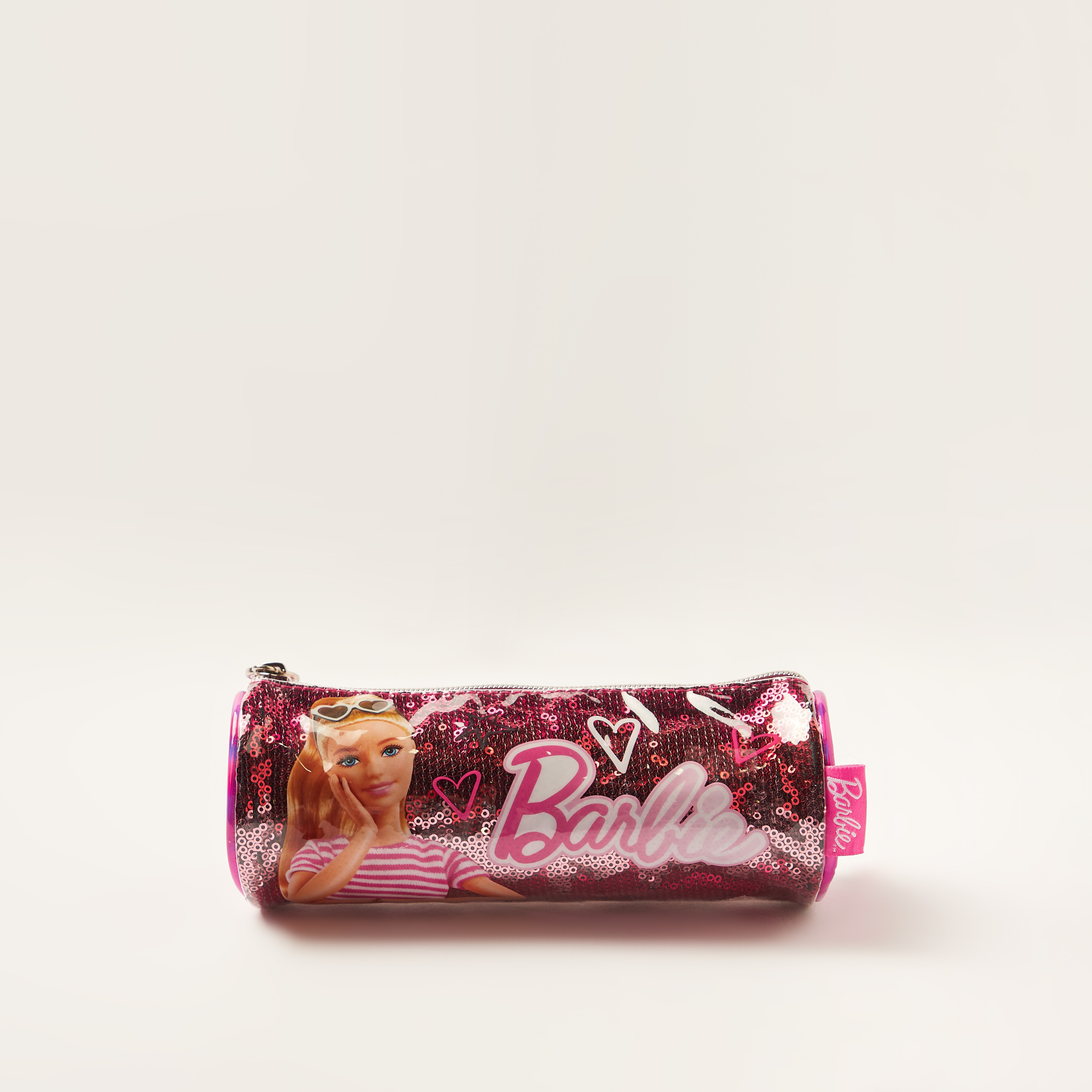 Barbie Printed Pencil Case with Zip Closure and Sequin Detail-school-stationery-pencilcases-image-1