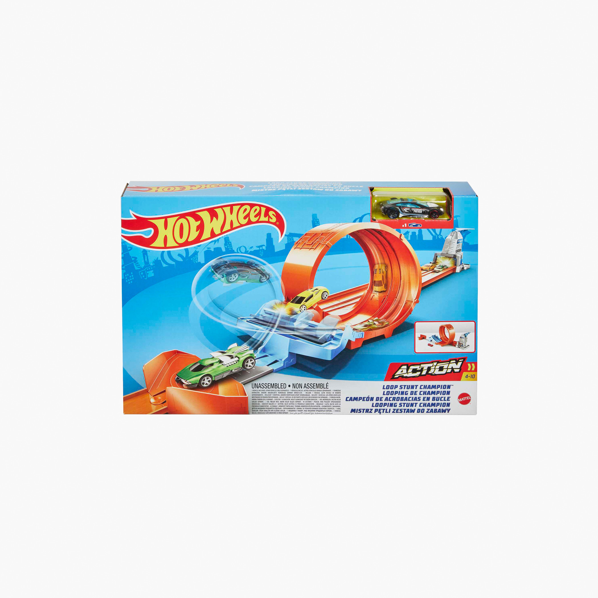 Hot Wheels Loop Stunt Champion Track Set with Dual-Track Loop, Spring Ramp & 1 Hot Wheels Car-toys-playvehicles-vehicleplaysets-image-1