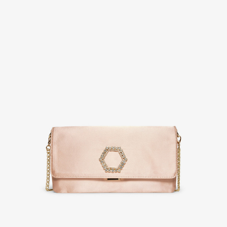 Steve Madden Embellished Clutch with Detachable Chain Strap