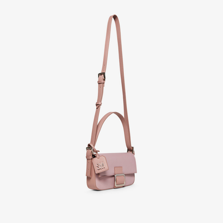 Steve Madden Solid Crossbody Bag with Buckle Accent Straps