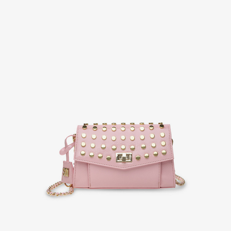 Steve Madden Studded Crossbody Bag with Twist and Lock Closure