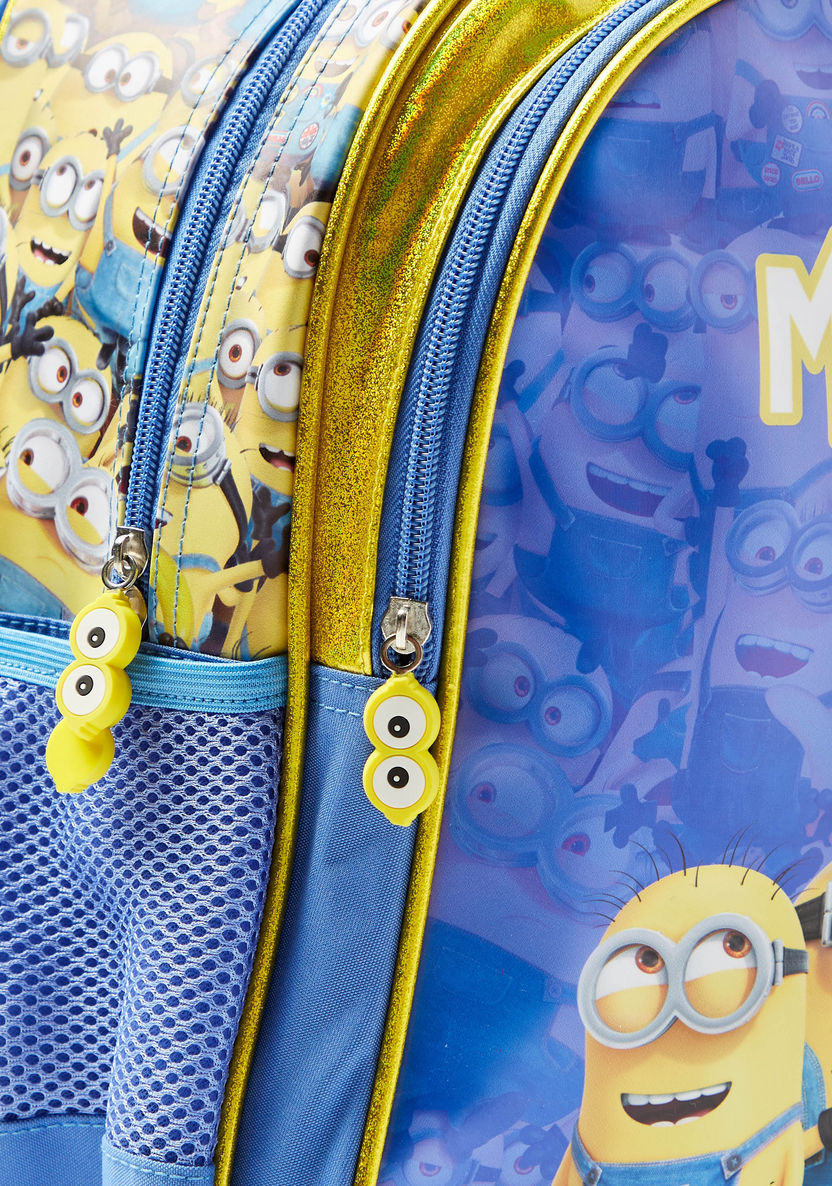 Simba Minions Print Backpack with Adjustable Straps and Zip Closure-Backpacks-image-2