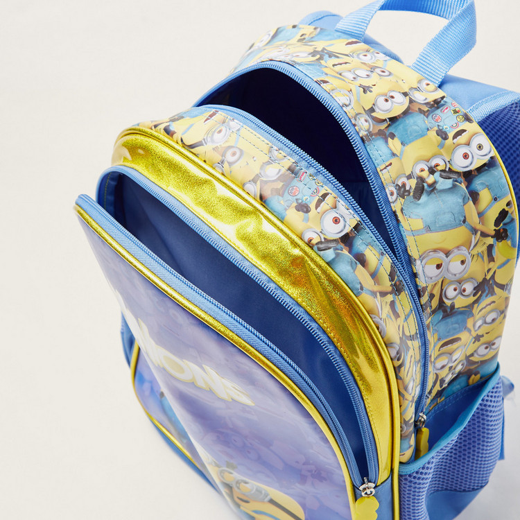 Simba Minions Print Backpack with Adjustable Straps and Zip Closure