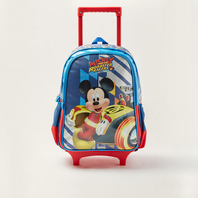 Simba Mickey Mouse Print Trolley Backpack with Retractable Handle - 14 inches