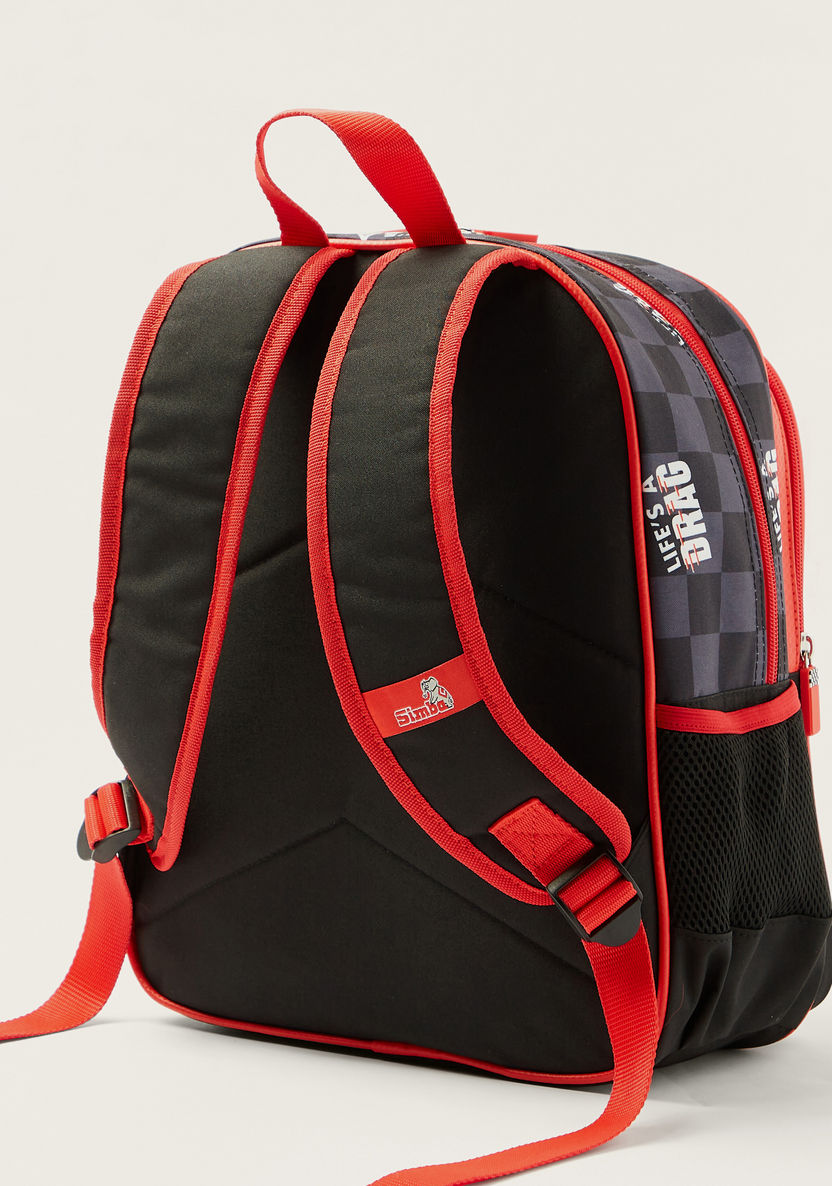 Simba Cars Print 14-inch Backpack with Zip Closure-Backpacks-image-3