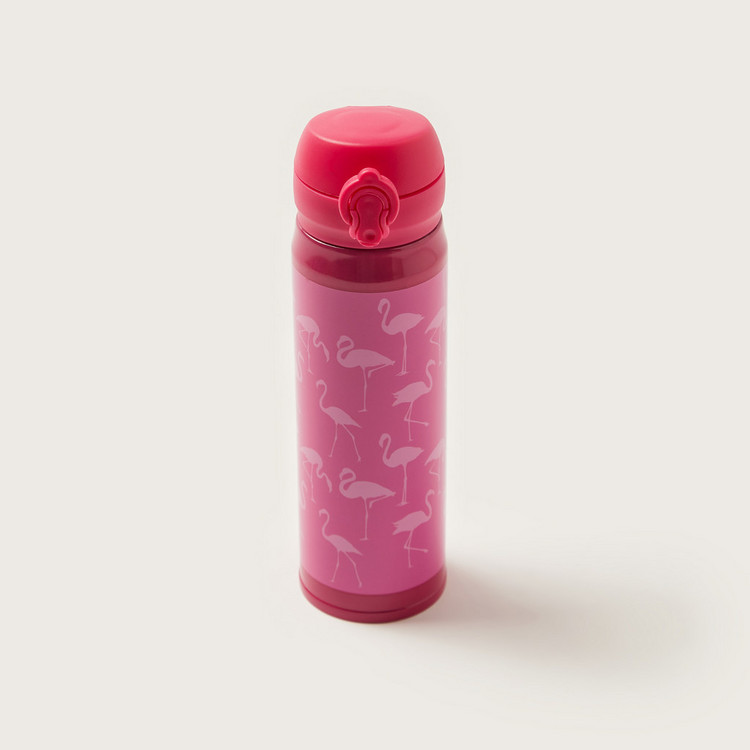 Juniors Flamingo Print Water Bottle with Flip Lid - 500 ml