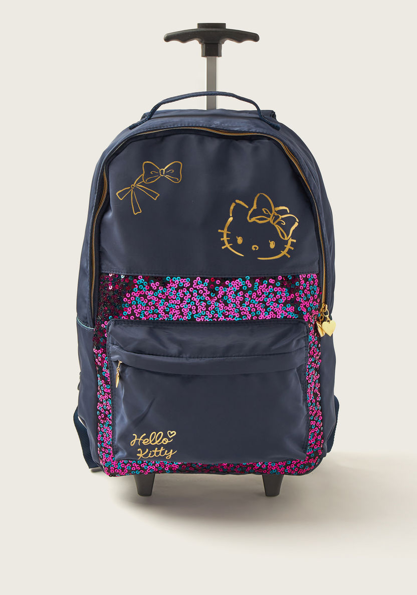 Hello Kitty Print Trolley Backpack with Front Pocket and 2 Side Pockets - 18 inches-Trolleys-image-0