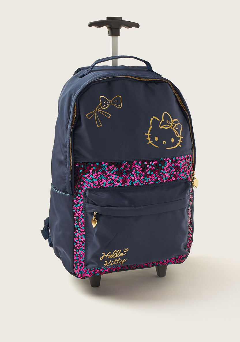 Hello Kitty Print Trolley Backpack with Front Pocket and 2 Side Pockets - 18 inches-Trolleys-image-1