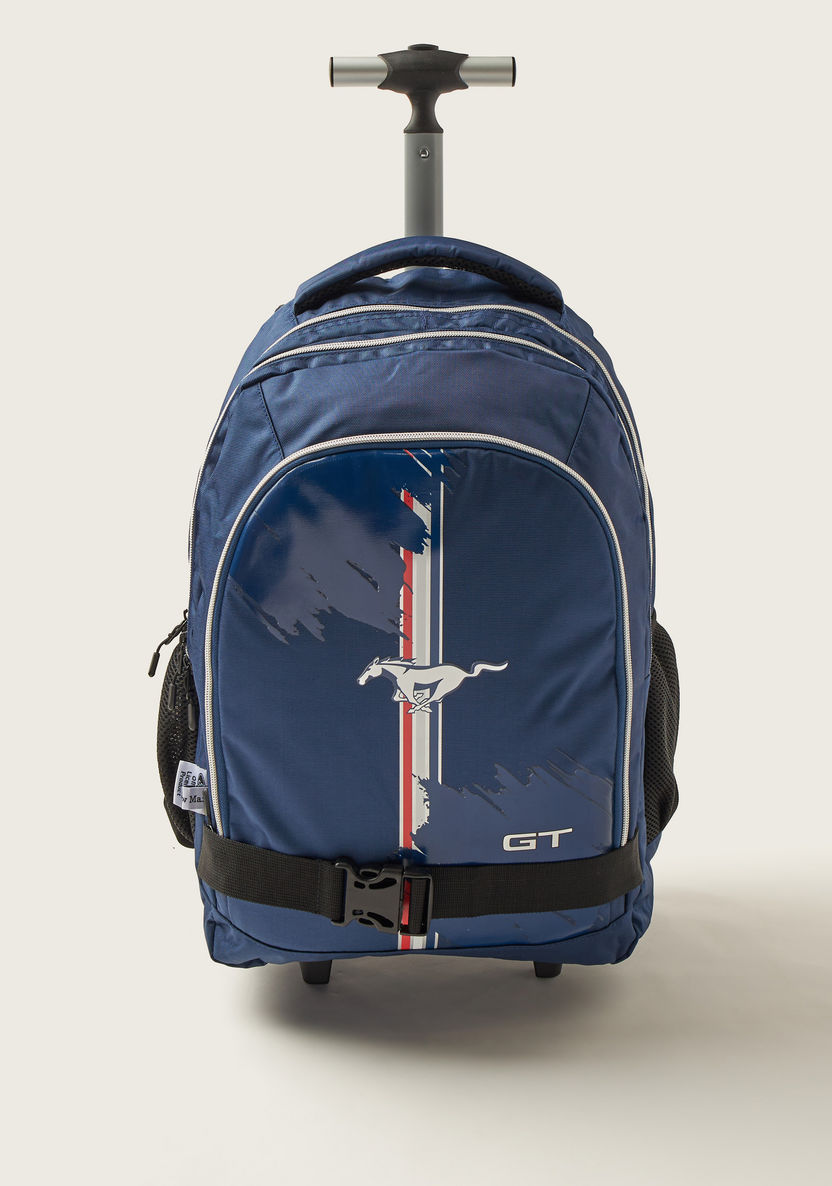 Mustang Printed Trolley Backpack - 18 inches-Trolleys-image-0