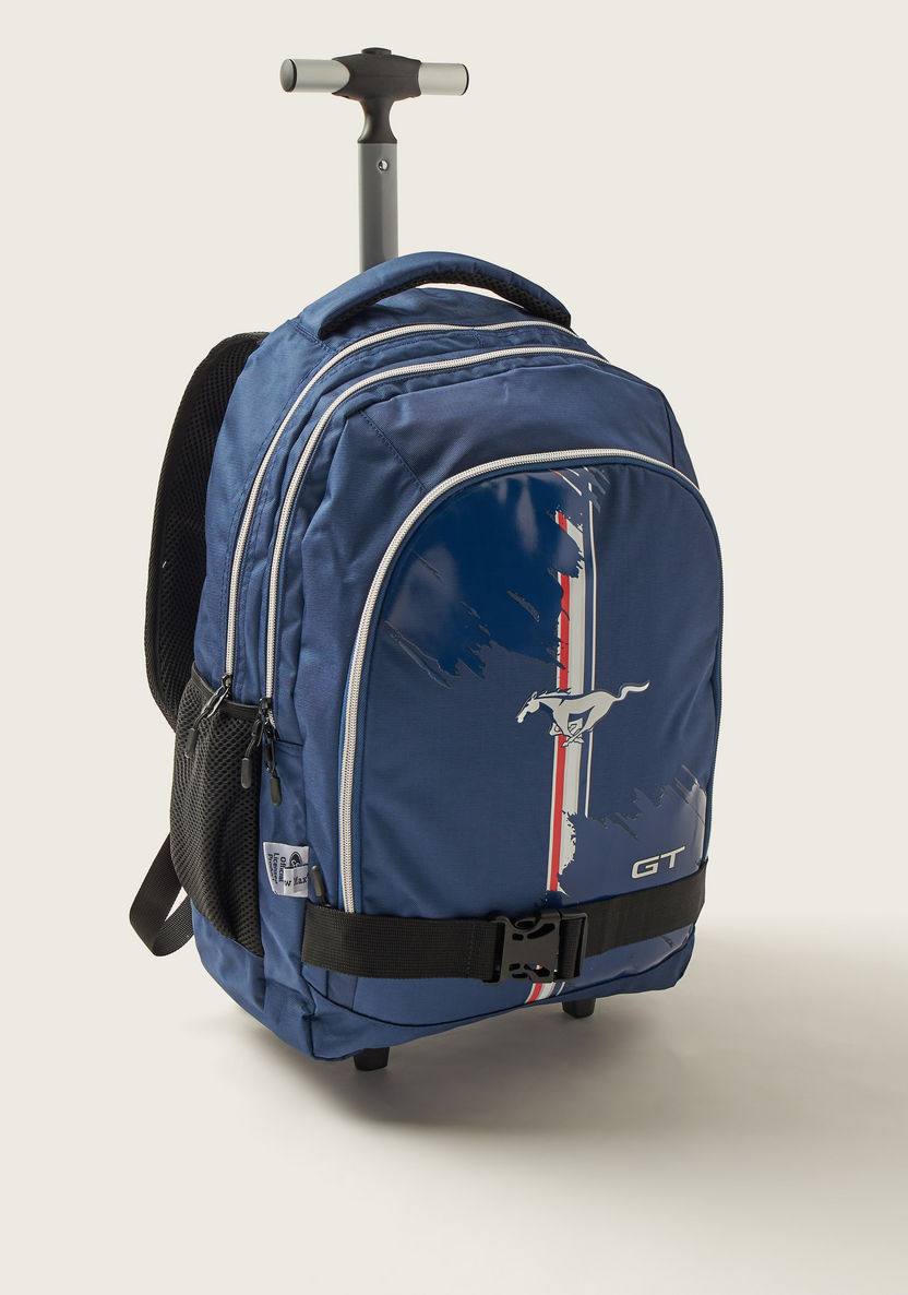 Mustang Printed Trolley Backpack - 18 inches-Trolleys-image-1