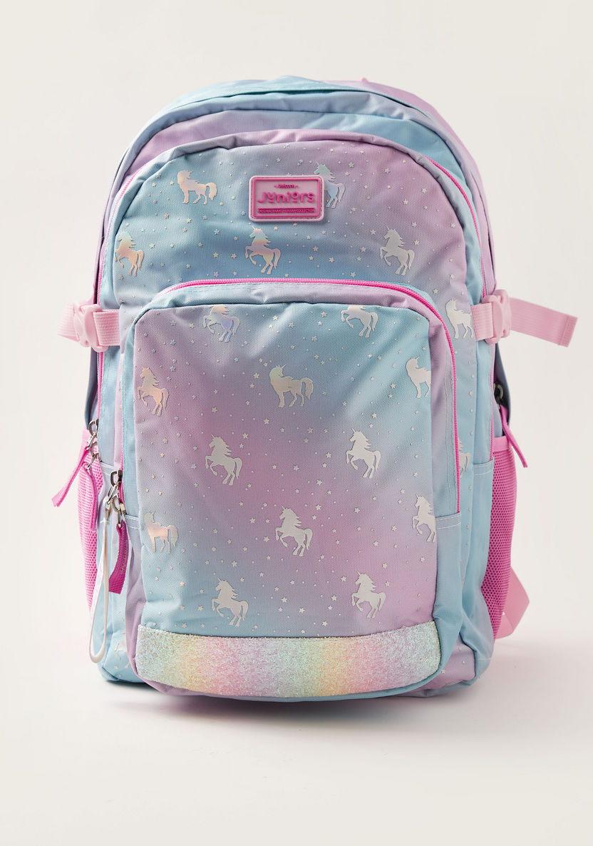 Juniors Unicorn Print 18-inch Backpack with Zip Closure-Backpacks-image-0