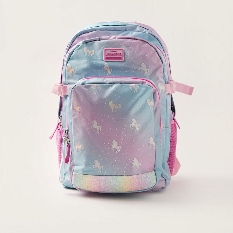 Juniors Unicorn Print 18-inch Backpack with Zip Closure