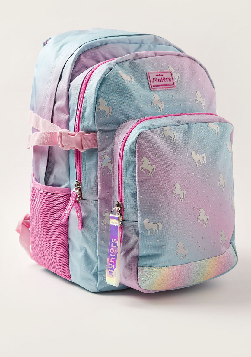 Juniors Unicorn Print 18-inch Backpack with Zip Closure-Backpacks-image-1