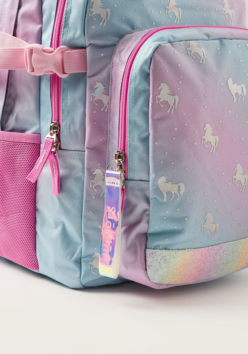 Juniors Unicorn Print 18-inch Backpack with Zip Closure-Backpacks-image-2