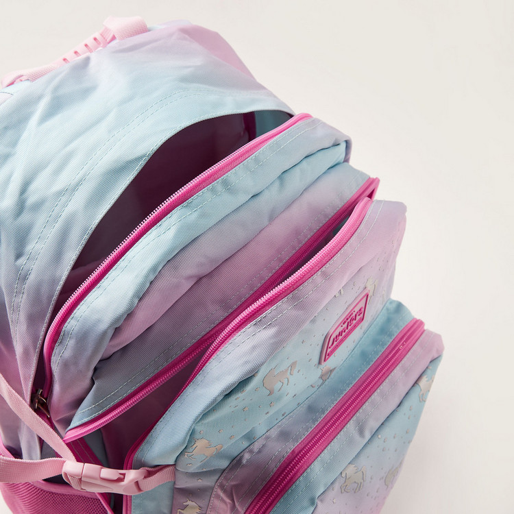 Juniors Unicorn Print 18-inch Backpack with Zip Closure