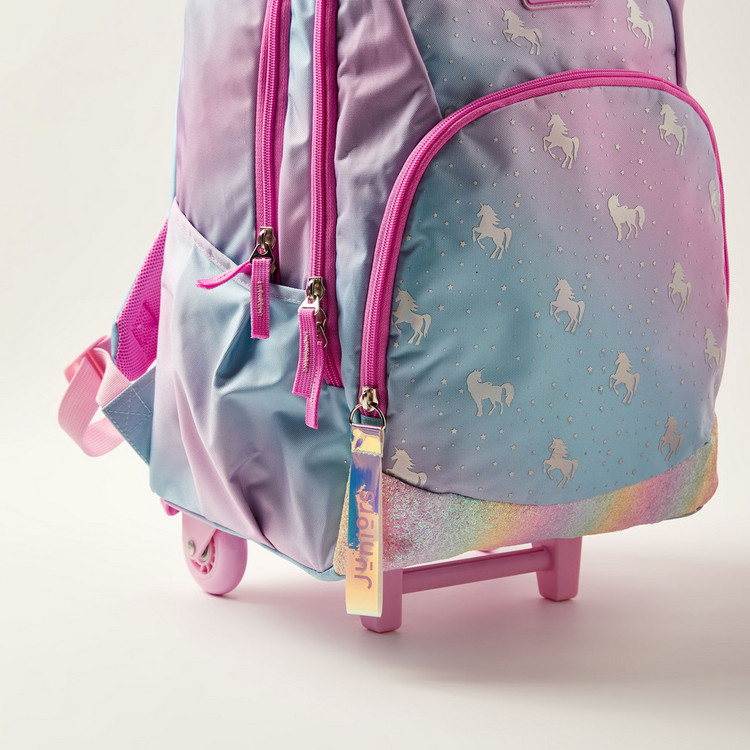 Juniors Unicorn Print Trolley Backpack with Retractable Handle - 18 inches