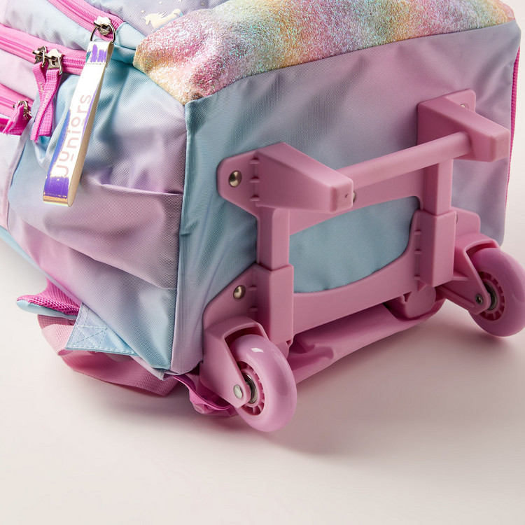 Juniors Unicorn Print Trolley Backpack with Retractable Handle - 18 inches