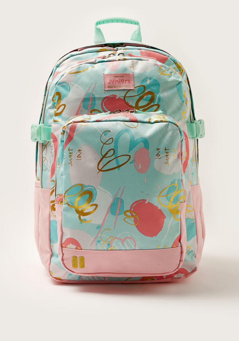 Juniors Printed Backpack with Adjustable Shoulder Straps and Zip Closure - 18 inches-Backpacks-image-0