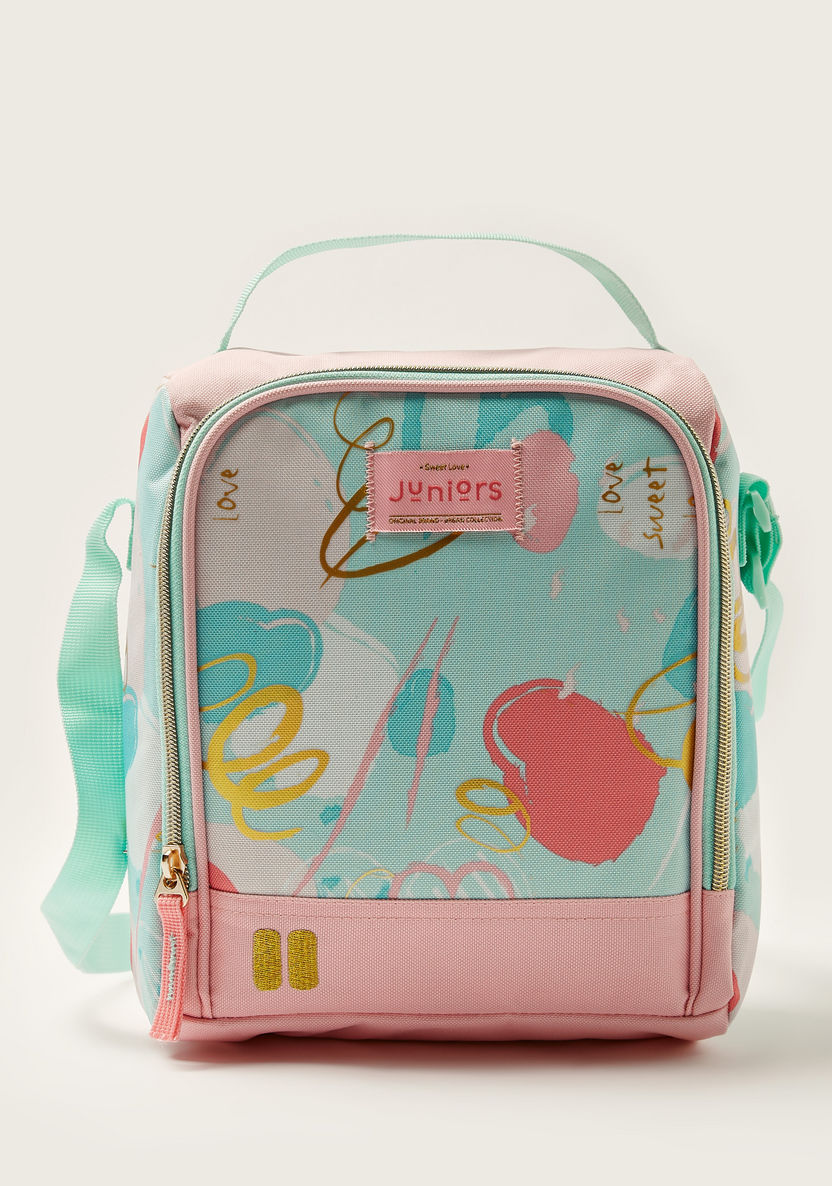 Juniors Printed Lunch Bag with Adjustable Strap and Zip Closure-Lunch Bags-image-0