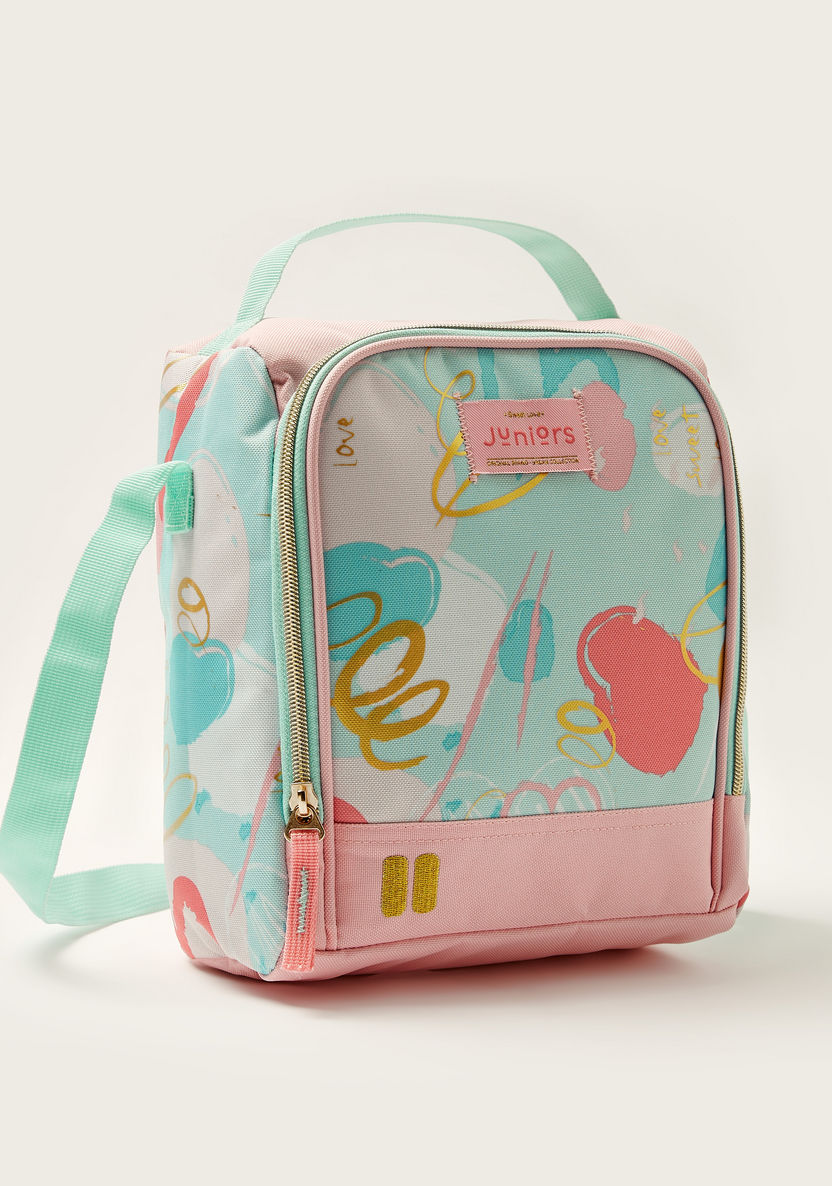 Juniors Printed Lunch Bag with Adjustable Strap and Zip Closure-Lunch Bags-image-1