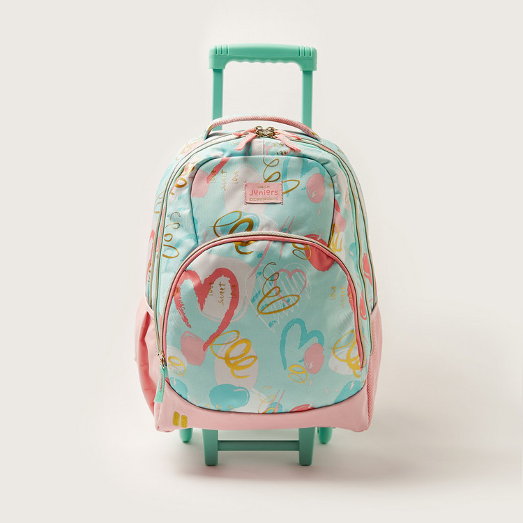 Juniors Printed Trolley Backpack with Retractable Handle - 18 inches